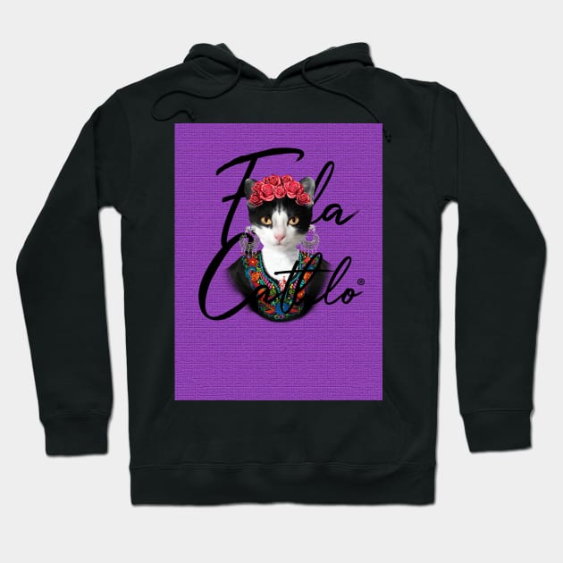 Grape TXB back Cat Frida Cathlo version of - Frida Kahlo Hoodie by CatIsBlack